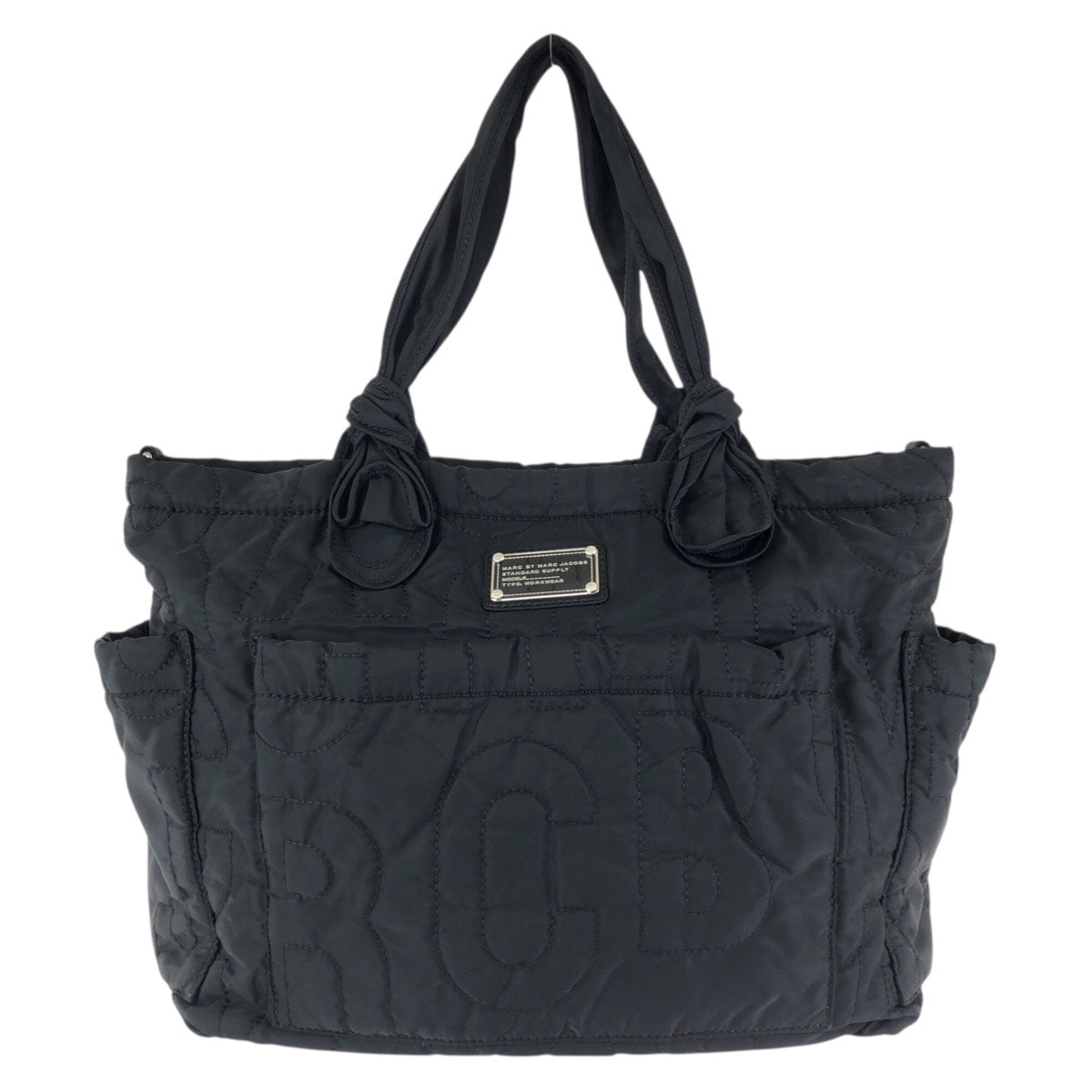 美品 MARC JACOBS マークジェイコブス ブラック 黒 シルバー金具 ナイロン トートバッグ ショルダーバッグ 602224 【中古】