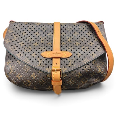 LOUIS VUITTON 希少 極美品 ルイヴィトン ペルフォレ フローレ ソミュール30 モノグラムペルフォ ショルダーバッグ M93998 PVC レザー TJ4181 メッセンジャーバッグ パンチング クロスボディ LV Aランク 中古 鑑定済