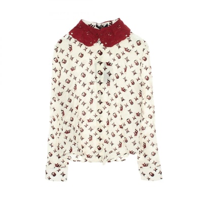 ルイ・ヴィトン LOUIS VUITTON モノグラム 総柄 長袖 衣料品 トップス シルク レディース アイボリー系 / ボルドー系 / マルチカラー RW192W NMV FHBB01 【中古】