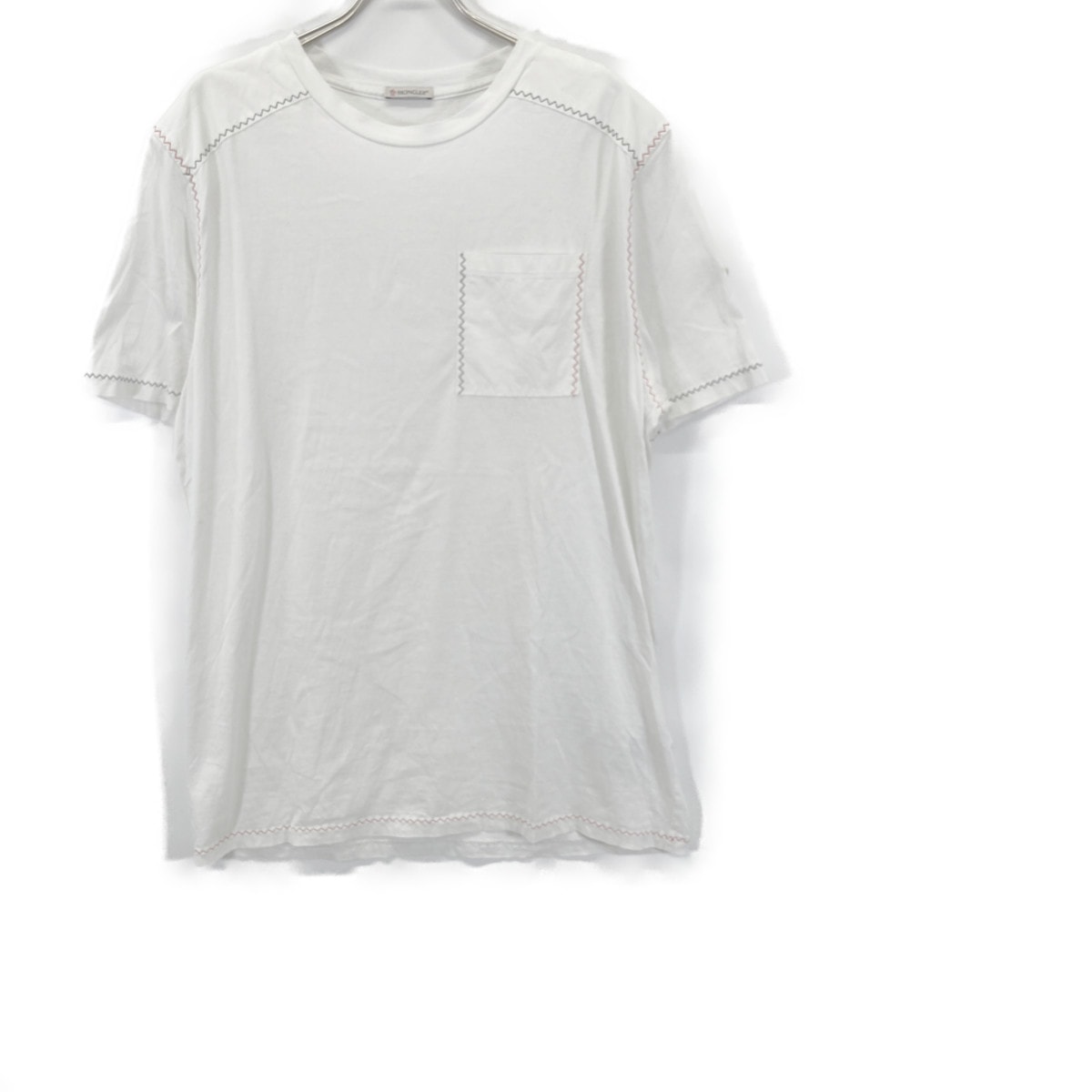モンクレール 22SS ホワイト SS TSHIRT トリコロールステッチデザインTシャツ L