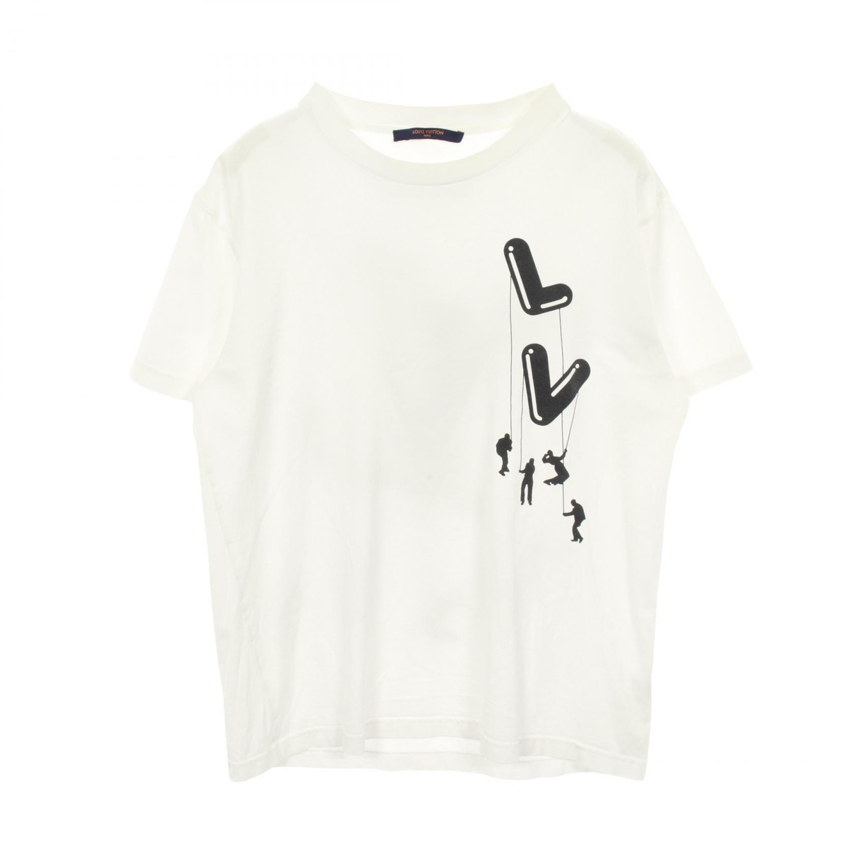ルイ・ヴィトン LOUIS VUITTON フロウティングプリント 半袖Tシャツ 衣料品 トップス コットン メンズ ホワイト系 / ブラック系 【中古】