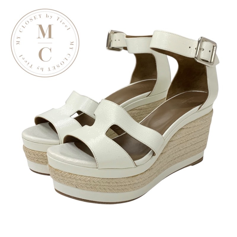 エルメス HERMES イラナ サンダル 靴 シューズ パテント ホワイト 白 ウェッジソール