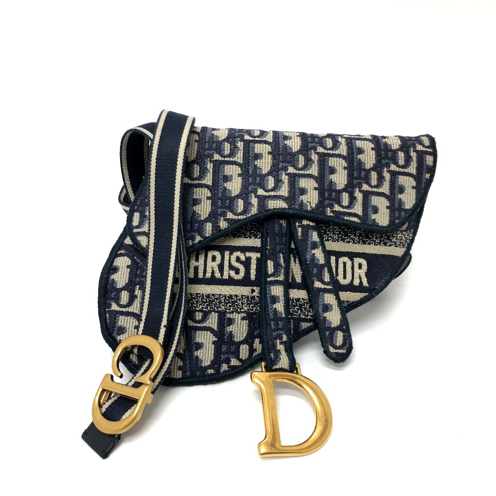 ディオール Dior S5632CRIW サドル フラットベルトポーチ ウエストバッグ ジャガード ネイビー