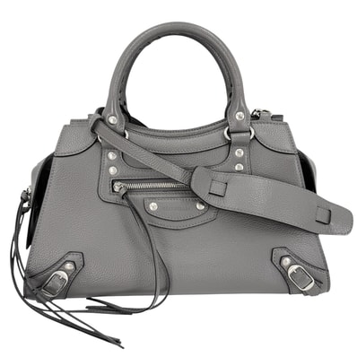 BALENCIAGA バレンシアガ 2WAY ネオクラシックシティ スモール ハンドバッグ ショルダーバッグ 肩掛け 斜め掛け 638521 レザー グレー シルバー金具 レディース【中古品】