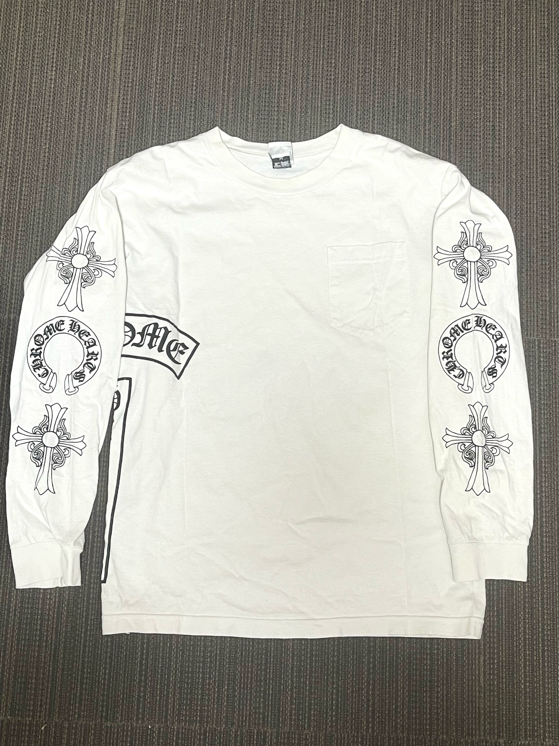クロムハーツ オールド ソーププラスウォーターマルチプリント ロングスリーブ Tシャツ "ホワイト"