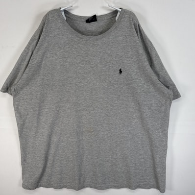 古着 90's/90年代 ポロバイラルフローレン Polo by Ralph Lauren 半袖Tシャツ ロゴ 刺繍 クルーネック 大きいサイズ XL グレー 無地 メンズ