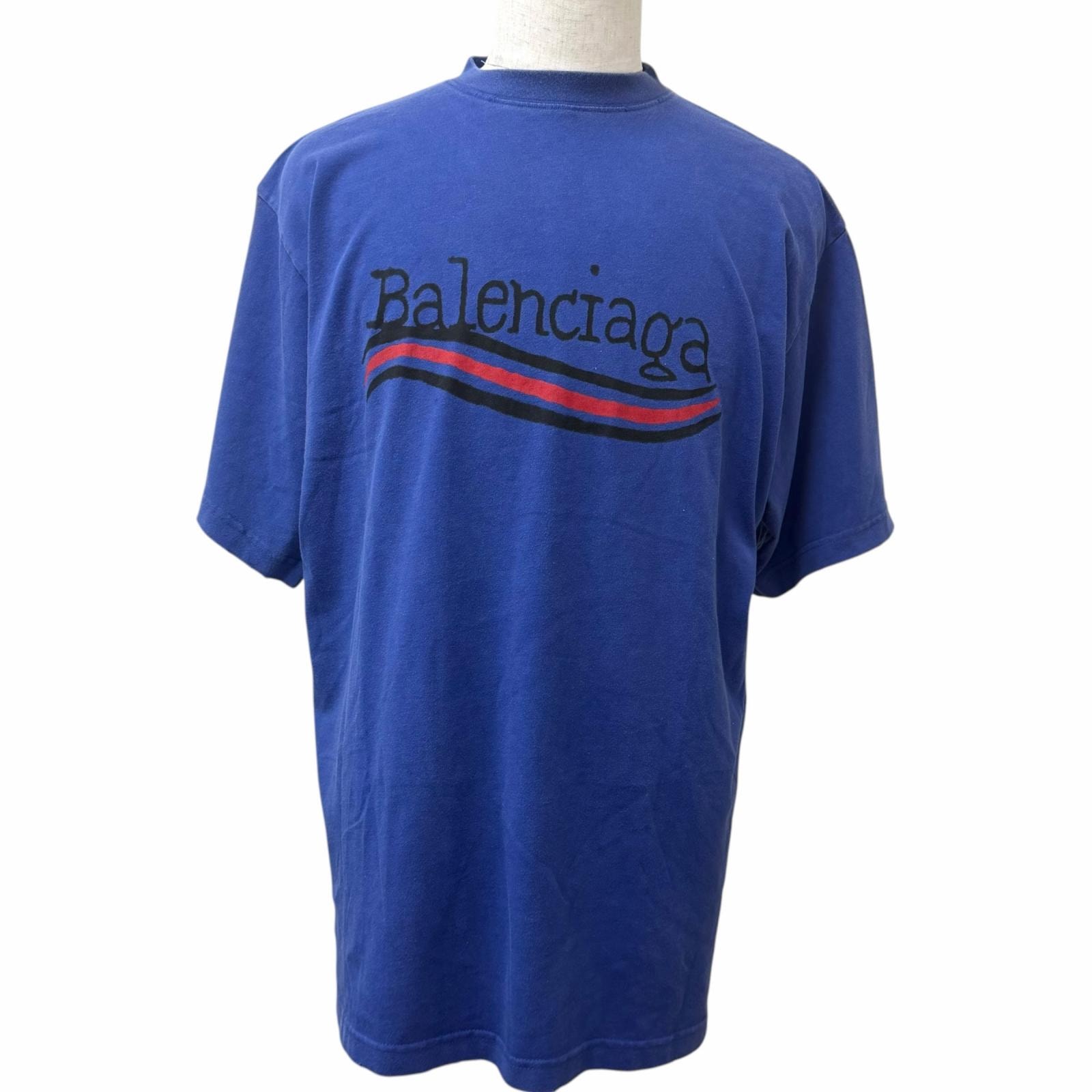 極美品 バレンシアガ 半袖Tシャツ ネイビー メンズ S 641675