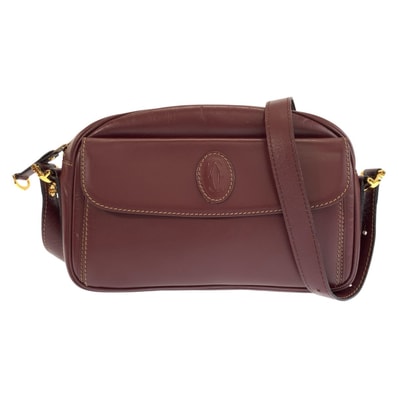 美品 CARTIER カルティエ マストライン ボルドー ゴールド金具 レザー ショルダーバッグ 602770 【中古】
