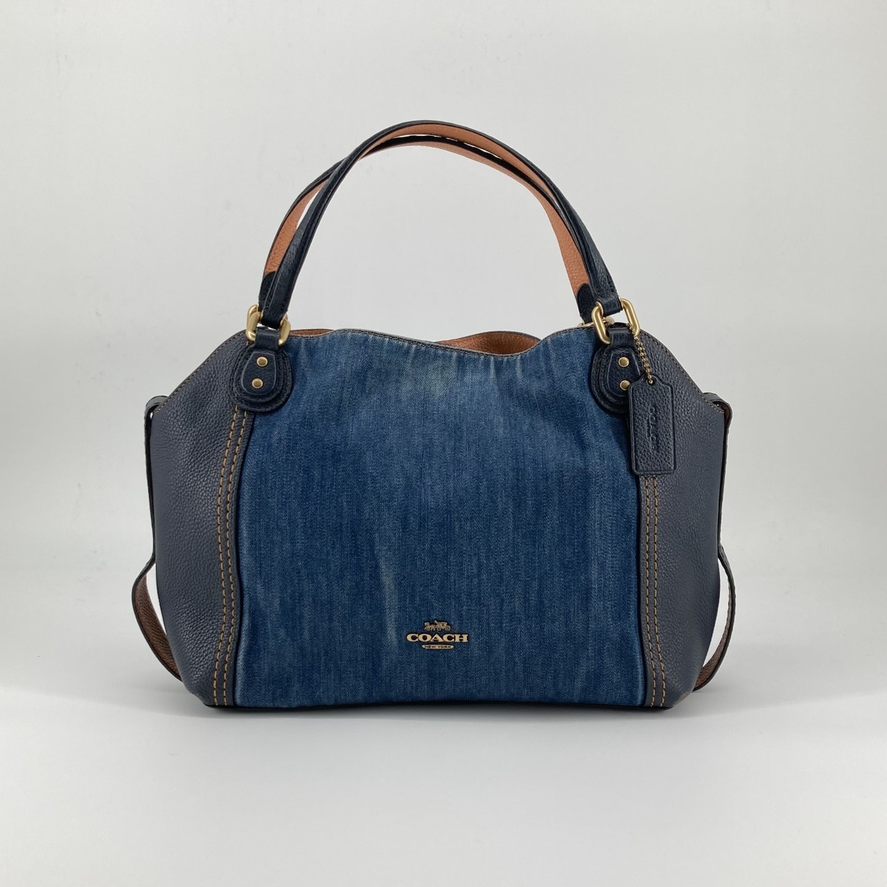 COACH(コーチ) イーディー ショルダー付 2way デニム 67333 ハンドバッグ ブルー×ベージュ