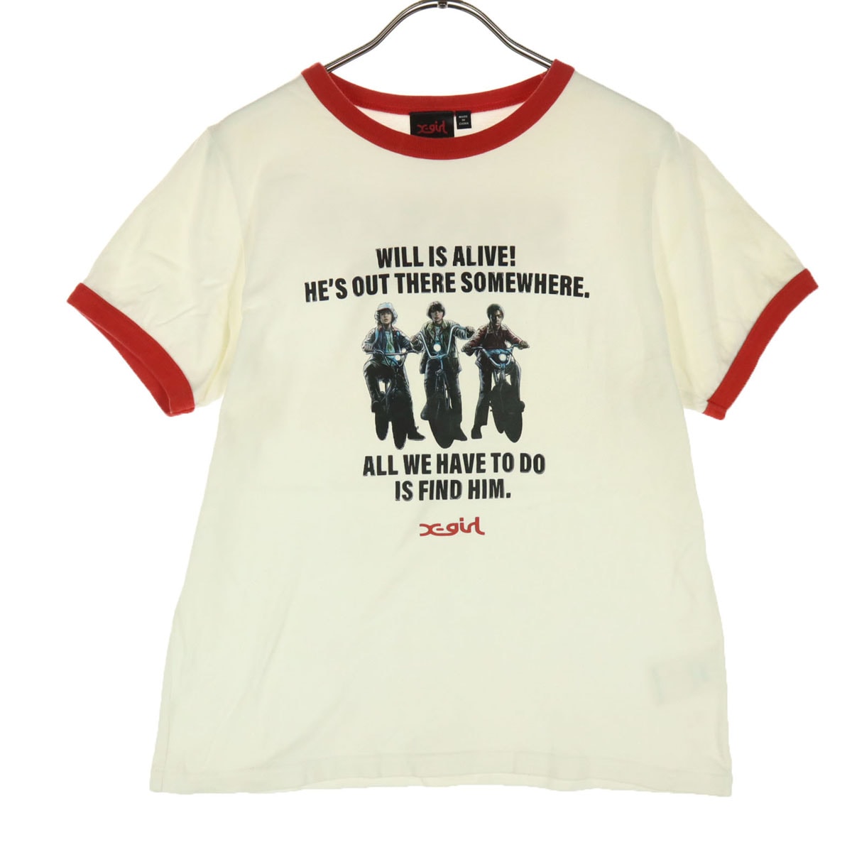 X-girl エックスガール ストレンジャー・シングス 未知の世界(STRANGER THINGS) コラボ 半袖 Tシャツ M アイボリー系