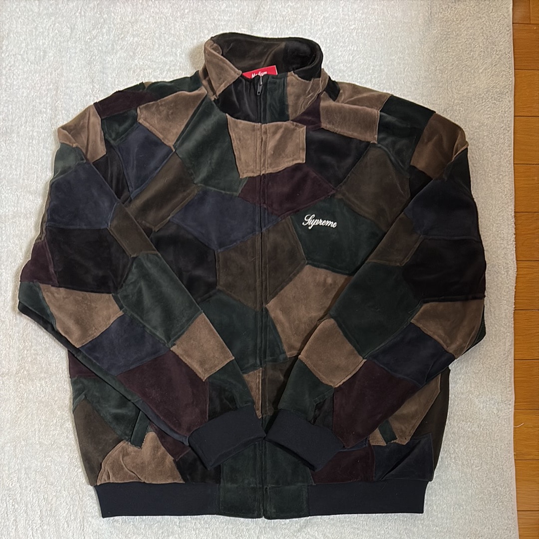 Supreme Patchwork Velour Track Jacket "Dark Navy"