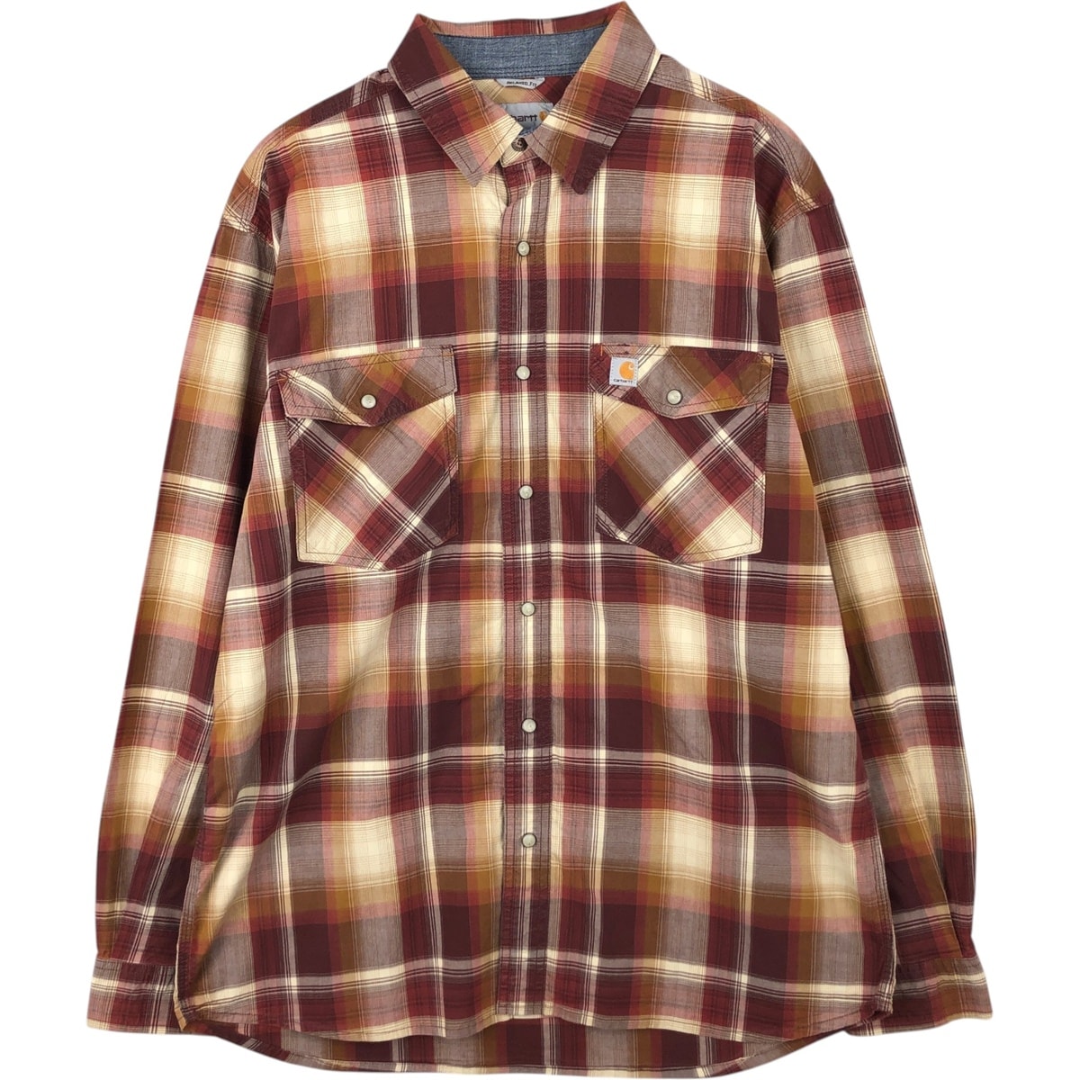 古着 カーハート Carhartt RELAXED FIT チェック柄 長袖 ワークシャツ メンズL相当/eaa622301