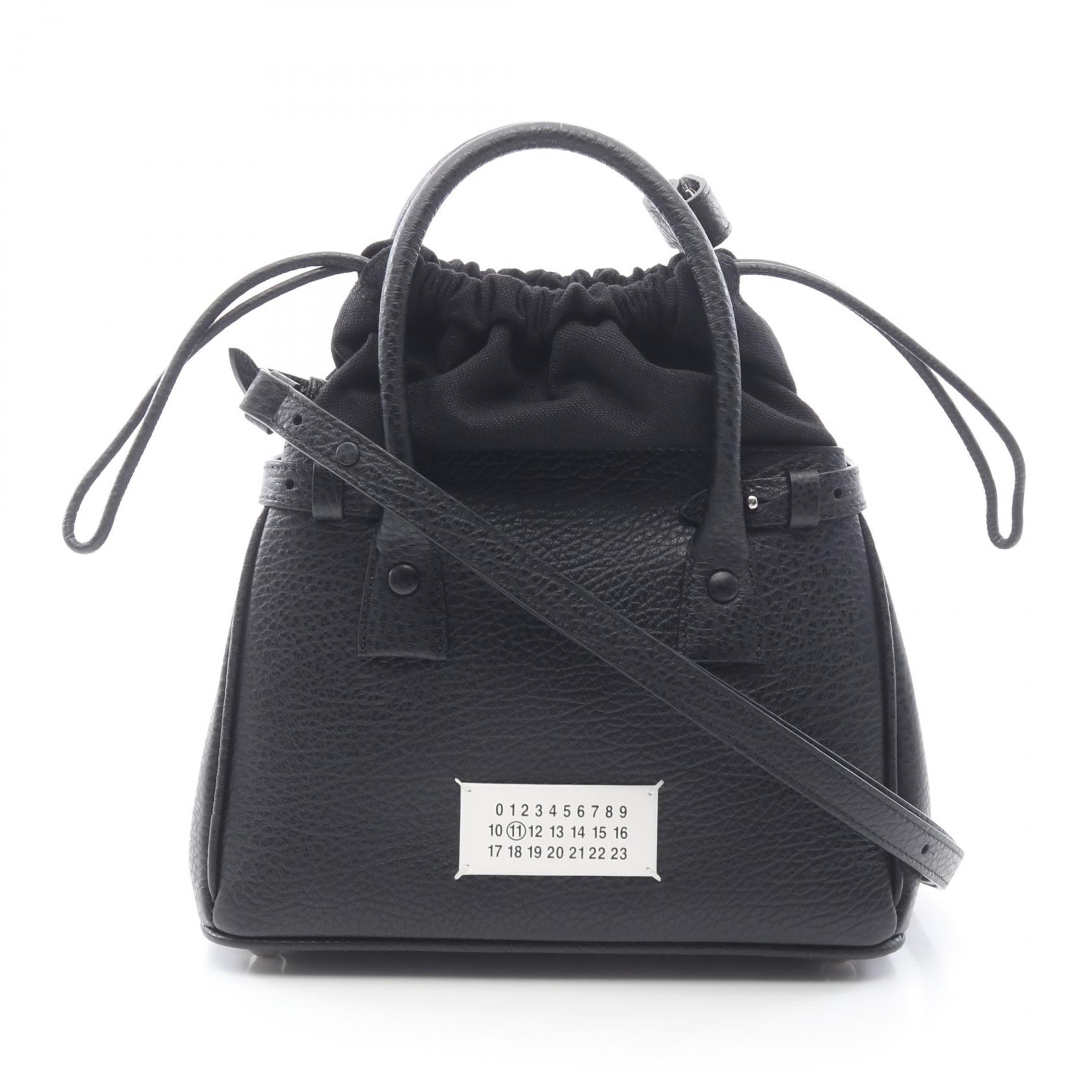 メゾン マルジェラ Maison Margiela 5AC ドローストリング スモール 2WAY ハンドバッグ バッグ カーフ(牛革) グレイニーカーフレザー レディース ブラック系 SB3WD0005P4348T8013 【中古】
