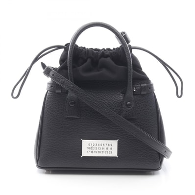 メゾン マルジェラ Maison Margiela 5AC ドローストリング スモール 2WAY ハンドバッグ バッグ カーフ(牛革) グレイニーカーフレザー レディース ブラック系 SB3WD0005P4348T8013 【中古】