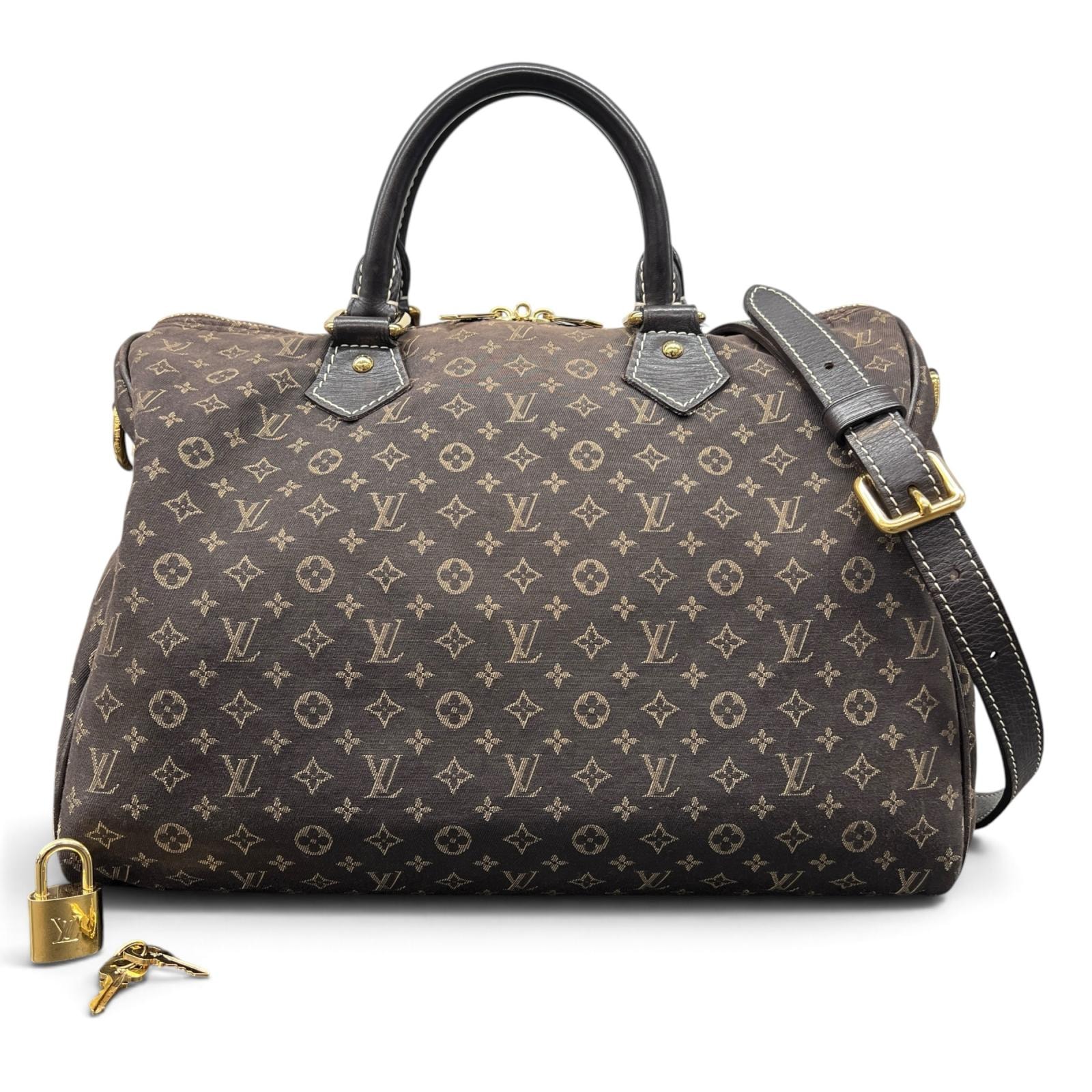 LOUIS VUITTON ルイヴィトン スピーディ バンドリエール30 モノグラムイディール 2way ミニボストン ショルダーバッグ M56702 キャンバス レザー TR4170 ダークブラウン LV Bランク 中古 鑑定済 ヴィトンバッグ