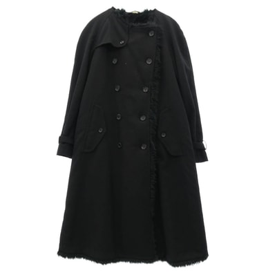 COMME des GARCONS HOMME PLUS コムデギャルソンオムプリュス コート 23AW PL-C005 裏フェイクファー ノーカラー ウールトレンチコート ブラック系 M【中古】