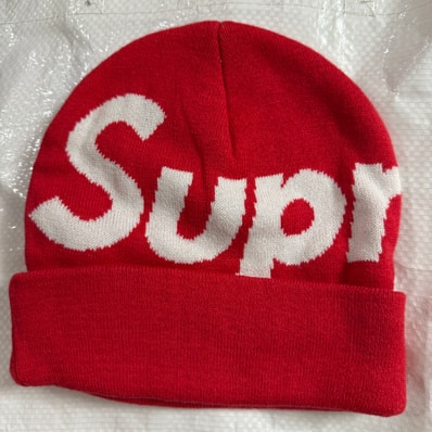 Supreme Big Logo Beanie  red