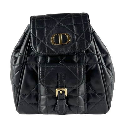 クリスチャンディオール Christian Dior リュック カロ バックパック スモール レザー ブラック ゴールド レディース【中古】 z9341