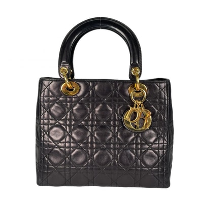 Dior ディオール レディ ディオール MA-0957 ハンドバッグ ラムスキン ブラック レディース【中古】