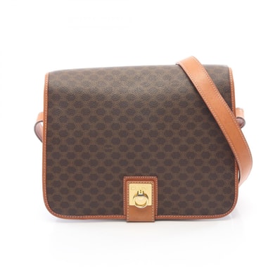 セリーヌ CELINE マカダム ショルダーバッグ バッグ PVCコーティングキャンバス レザー レディース ブラウン系 【中古】