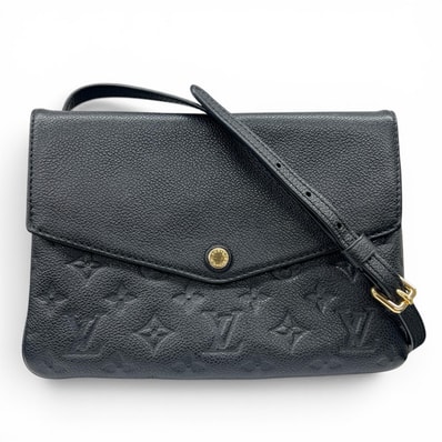 LOUIS VUITTON 美品 ルイヴィトン トワイス モノグラムアンプラント レザー ショルダーバッグ M50258 SD2175 ブラック ポシェット ABランク 中古 鑑定済 ヴィトンバッグ