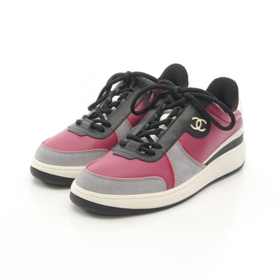 シャネル CHANEL ココマーク スニーカー 靴 レザー ファブリック レディース ブラック系 / ピンク系 / マルチカラー G45212 【中古】