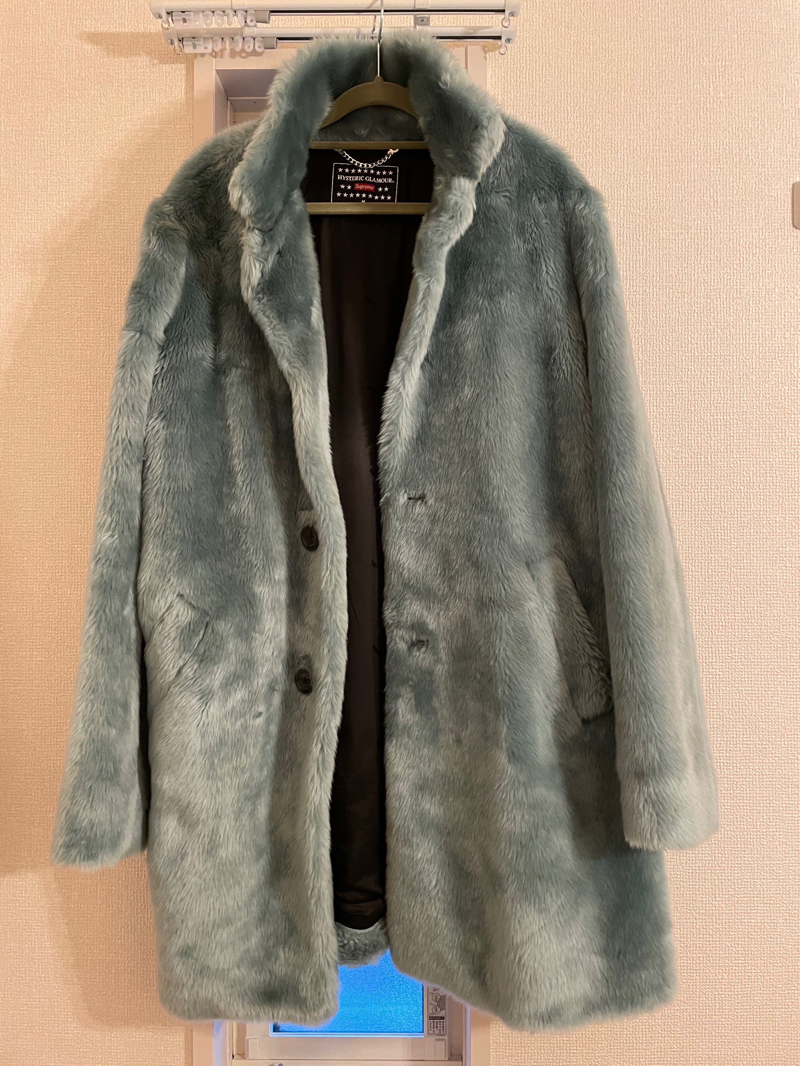 Supreme x HYSTERIC GLAMOUR Fuck You Faux Fur Coat "Light Blue"
