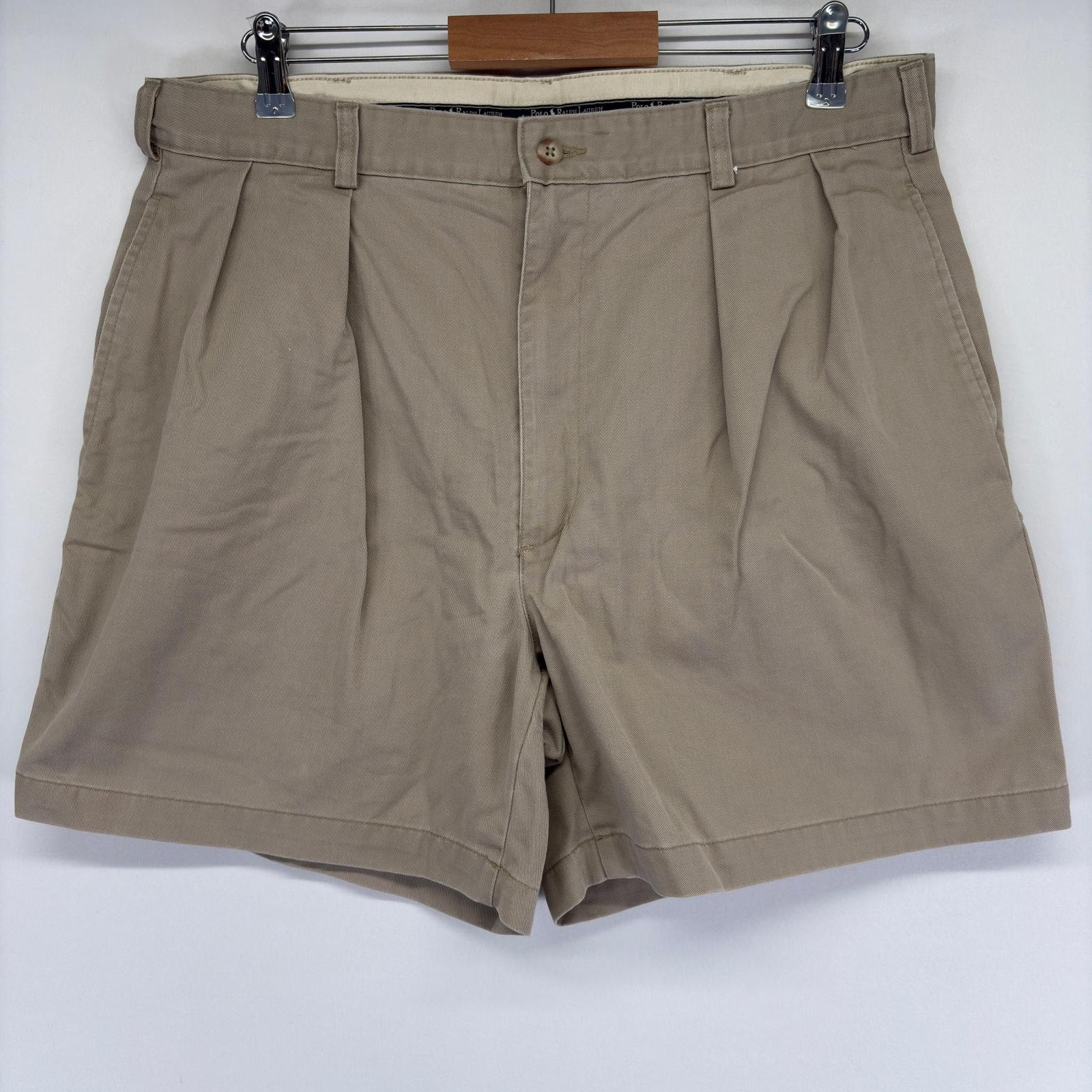 古着 ポロ・ラルフローレン POLO RALPH LAUREN パンツ ハーフパンツ ショートパンツ ロゴ ツータック ポロチノ w36 ベージュ系 メンズ