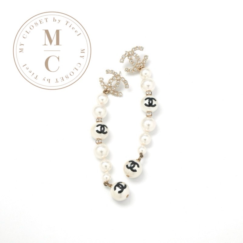 シャネル CHANEL ピアス イヤリング ゴールド ブラック ココマーク ラインストーン