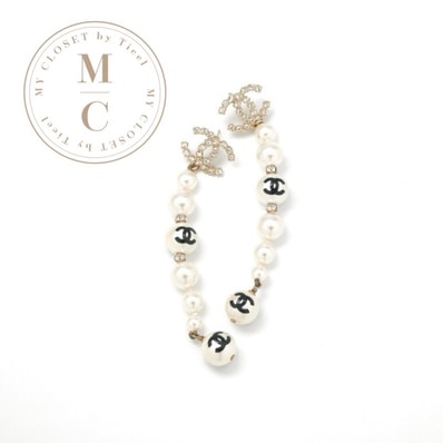 シャネル CHANEL ピアス イヤリング ゴールド ブラック ココマーク ラインストーン