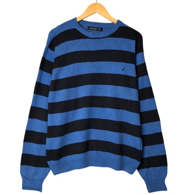 古着 00年代~ ノーティカ NAUTICA ボーダー柄 コットンニットセーター メンズL相当/eaa580890