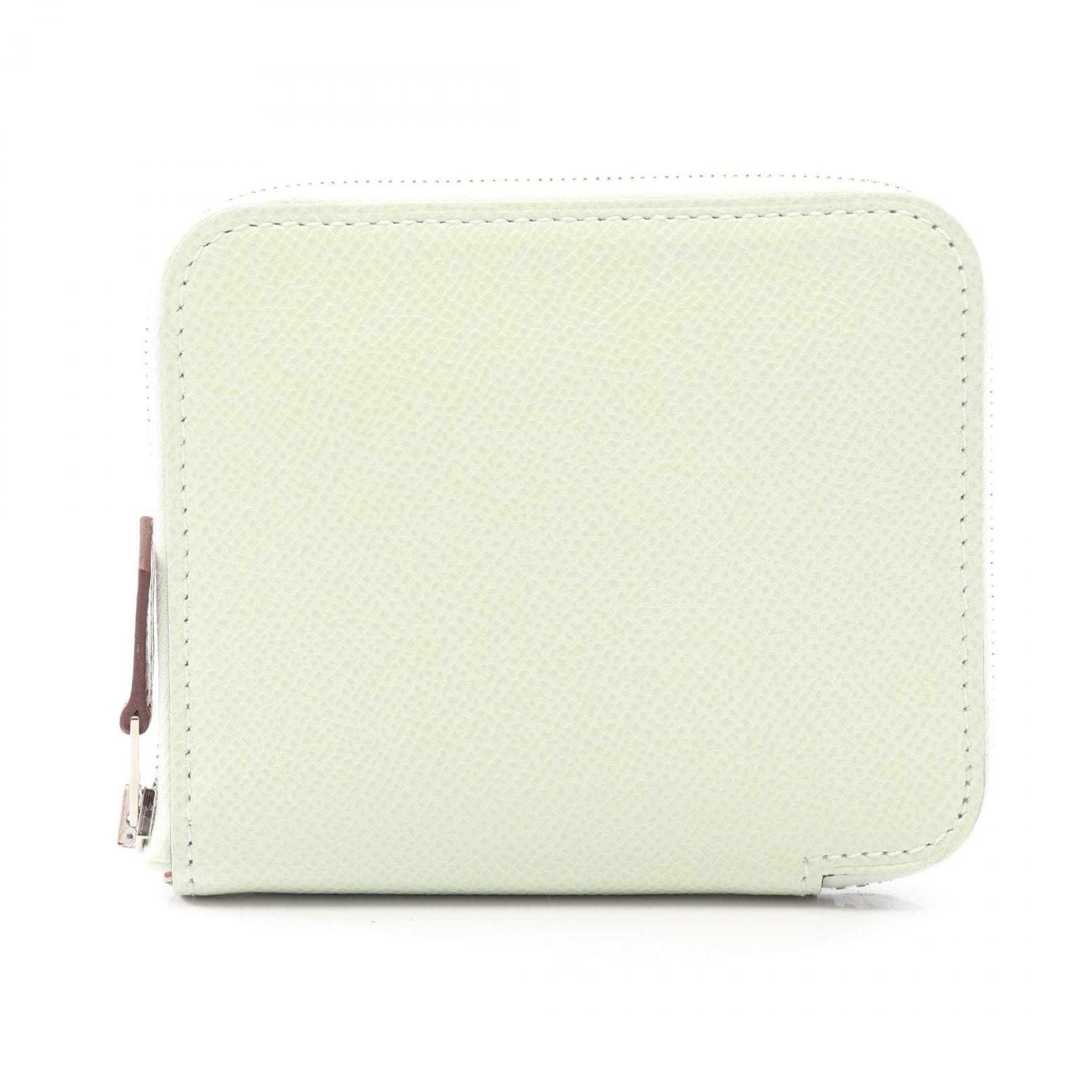 エルメス HERMES アザップコンパクト シルクイン ラウンド財布 財布 レザー ヴォーエプソン ヴォーエプソン ヴェールフィズ U刻印(2022年製造) レディース グリーン系 【中古】