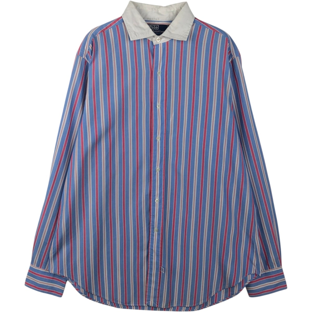 古着 ラルフローレン Ralph Lauren POLO by Ralph Lauren ワイドカラー マルチストライプ 長袖 ストライプシャツ メンズL相当/eaa649910