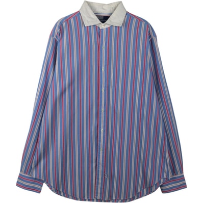 古着 ラルフローレン Ralph Lauren POLO by Ralph Lauren ワイドカラー マルチストライプ 長袖 ストライプシャツ メンズL相当/eaa649910
