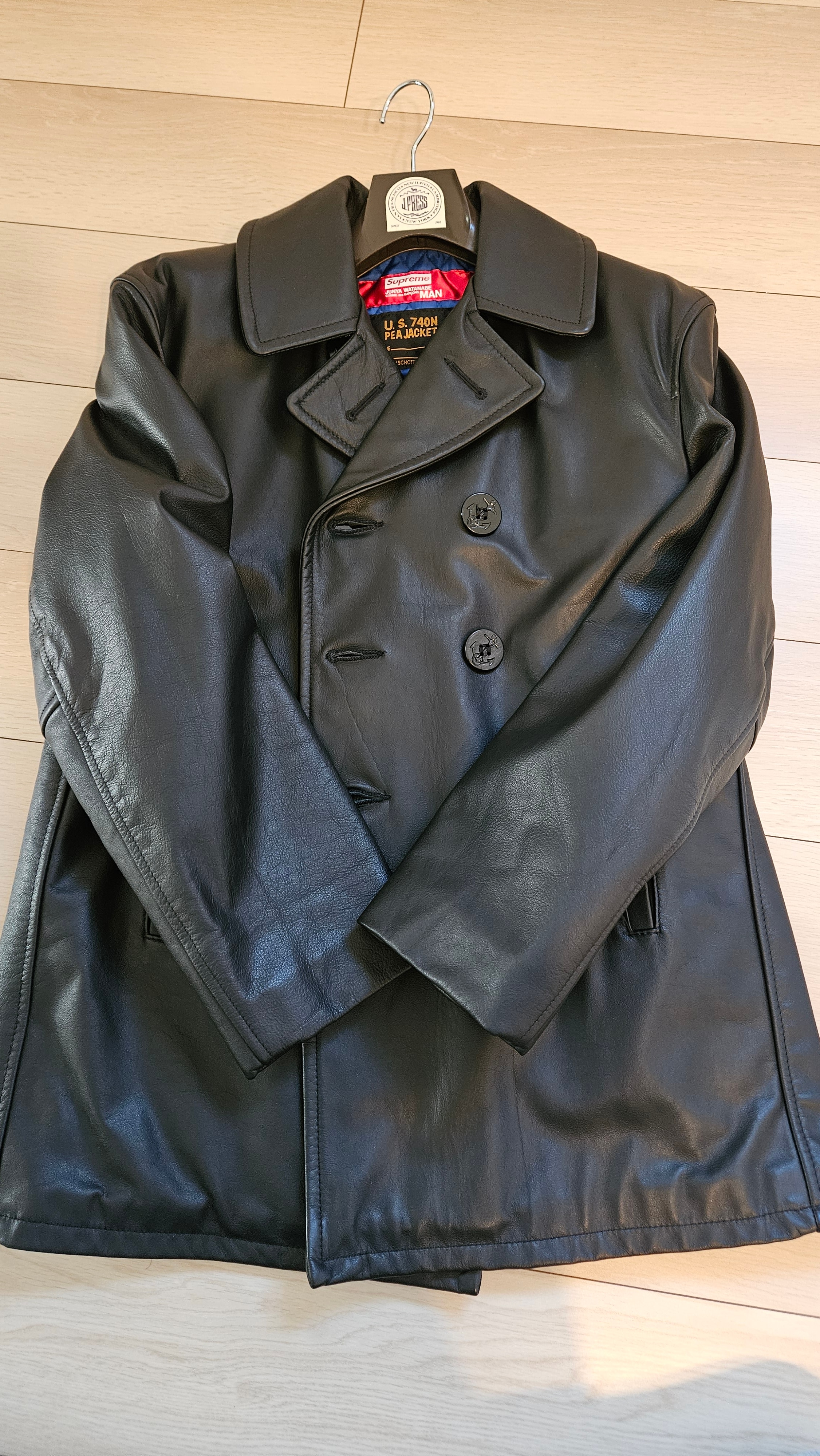 Supreme / JUNYA WATANABE COMME des GARCONS MAN Schott Leather Peacoat "Black"