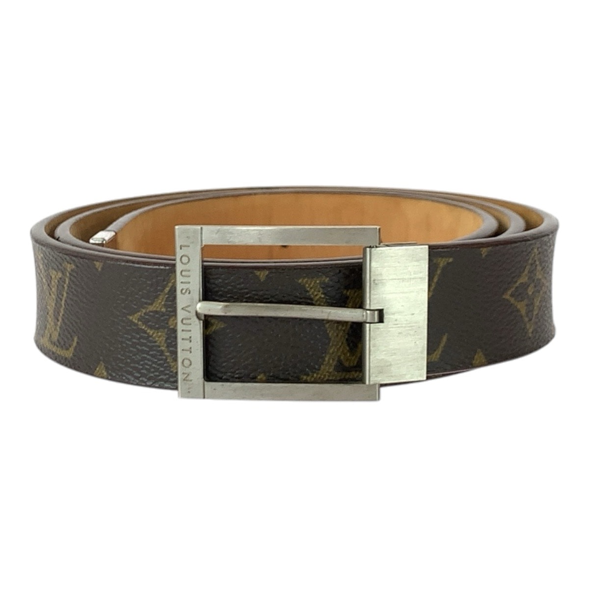LOUIS VUITTON ルイヴィトン モノグラムライン サイズ90cm/36インチ ブラウン シルバー金具 PVC メタル/ ベルト 604436 【中古】