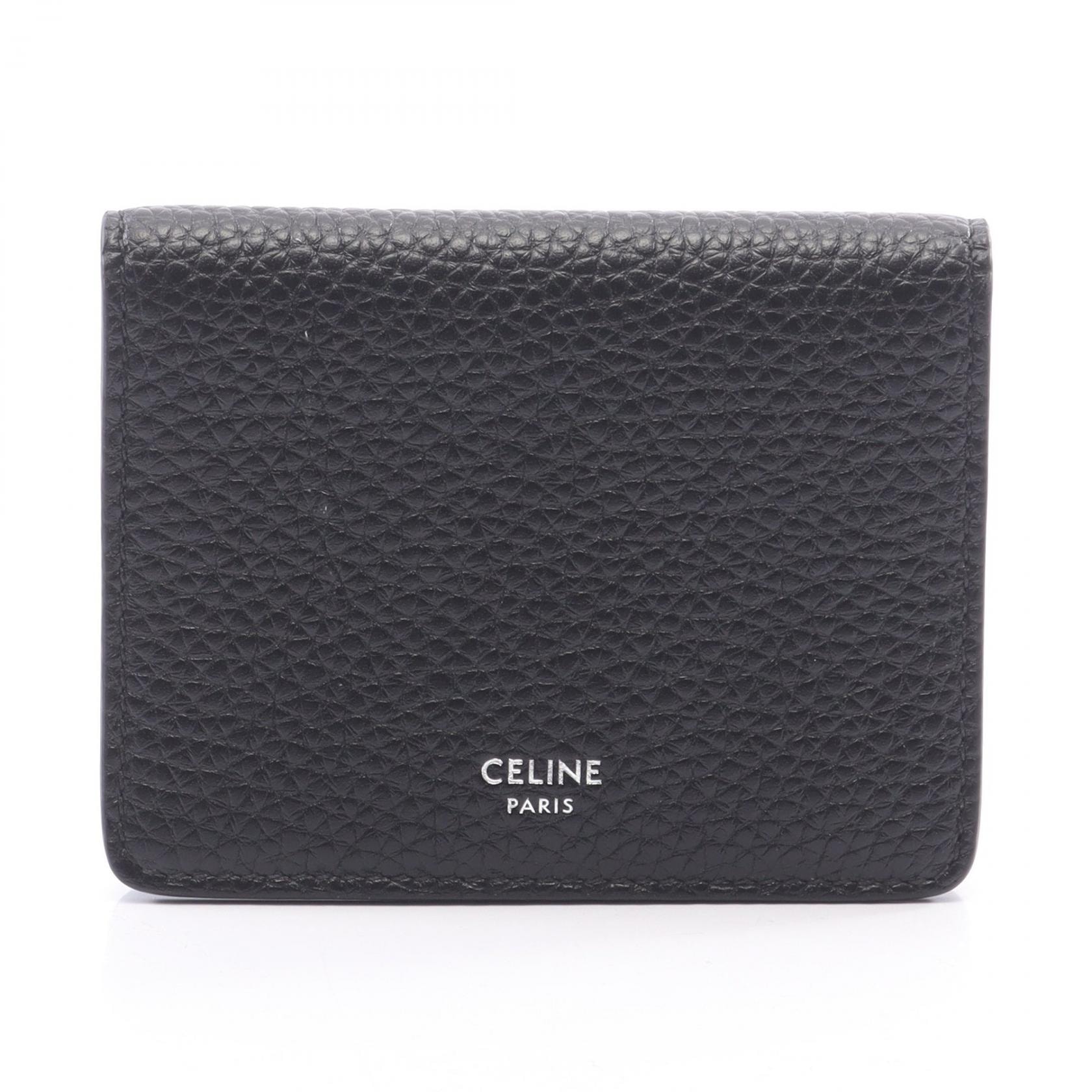 セリーヌ CELINE バイフォールド カードホルダー カードケース アクセサリー レザー メンズ ブラック系 L100J2X9838SI 【新品】