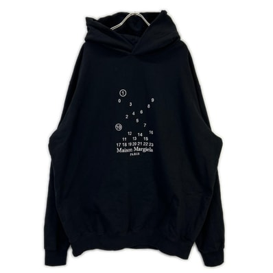 メゾンマルジェラ ブラック S50GU0202 23年AW カレンダーロゴ スウェットフーディ XXL