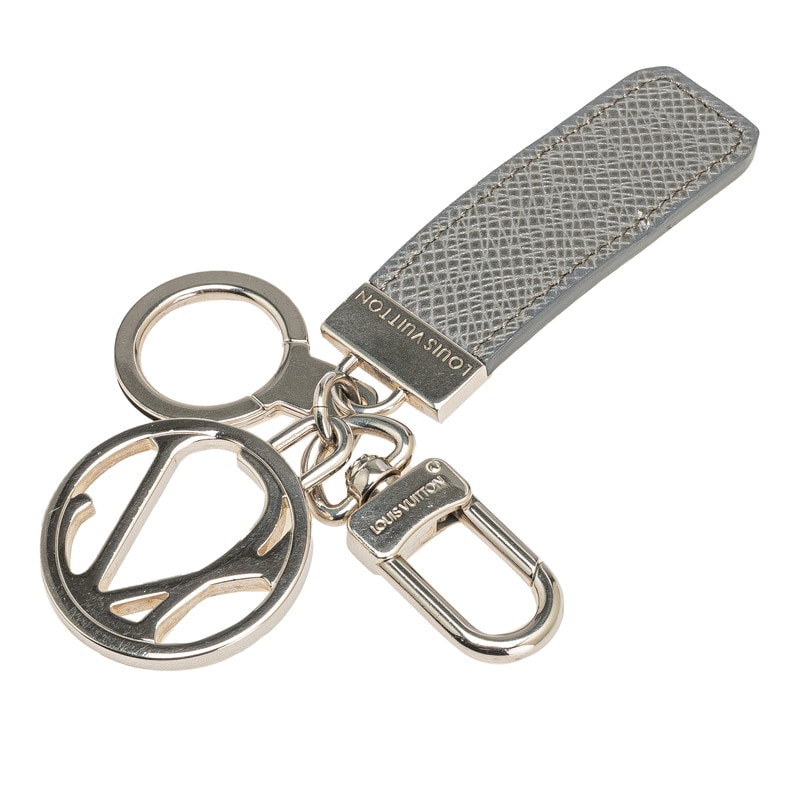 ルイ ヴィトン タイガ ポルトクレ LVクラブ キーホルダー M65047 グラシエ グレー メタル レザー メンズ LOUIS VUITTON 中古