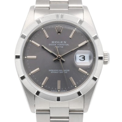 ロレックス デイト オイスターパーペチュアル 腕時計 時計 ステンレススチール 15210 自動巻き オーバーホール済 磨き直し済 N番 メンズ 1年保証 ROLEX 中古