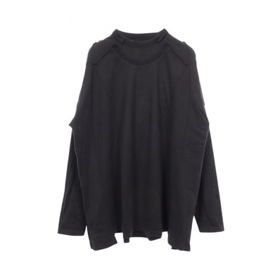 ヴェトモン VETEMENTS ロゴ刺繍 レイヤードデザイン カットオフ 長袖Tシャツ 衣料品 トップス コットン メンズ レディース ブラック系 【中古】