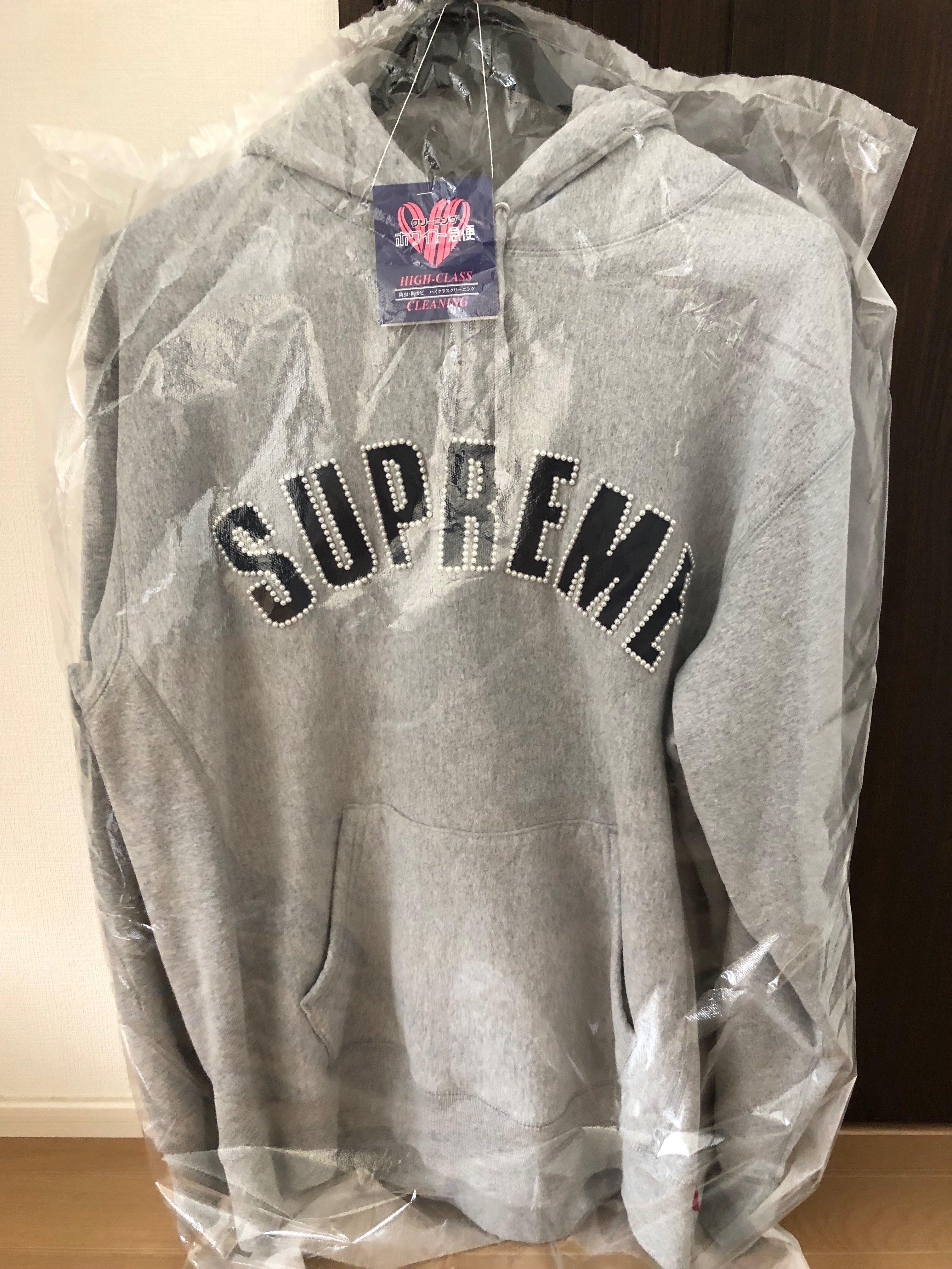 Supreme Pearl Logo Hooded Sweatshirt "Grey"