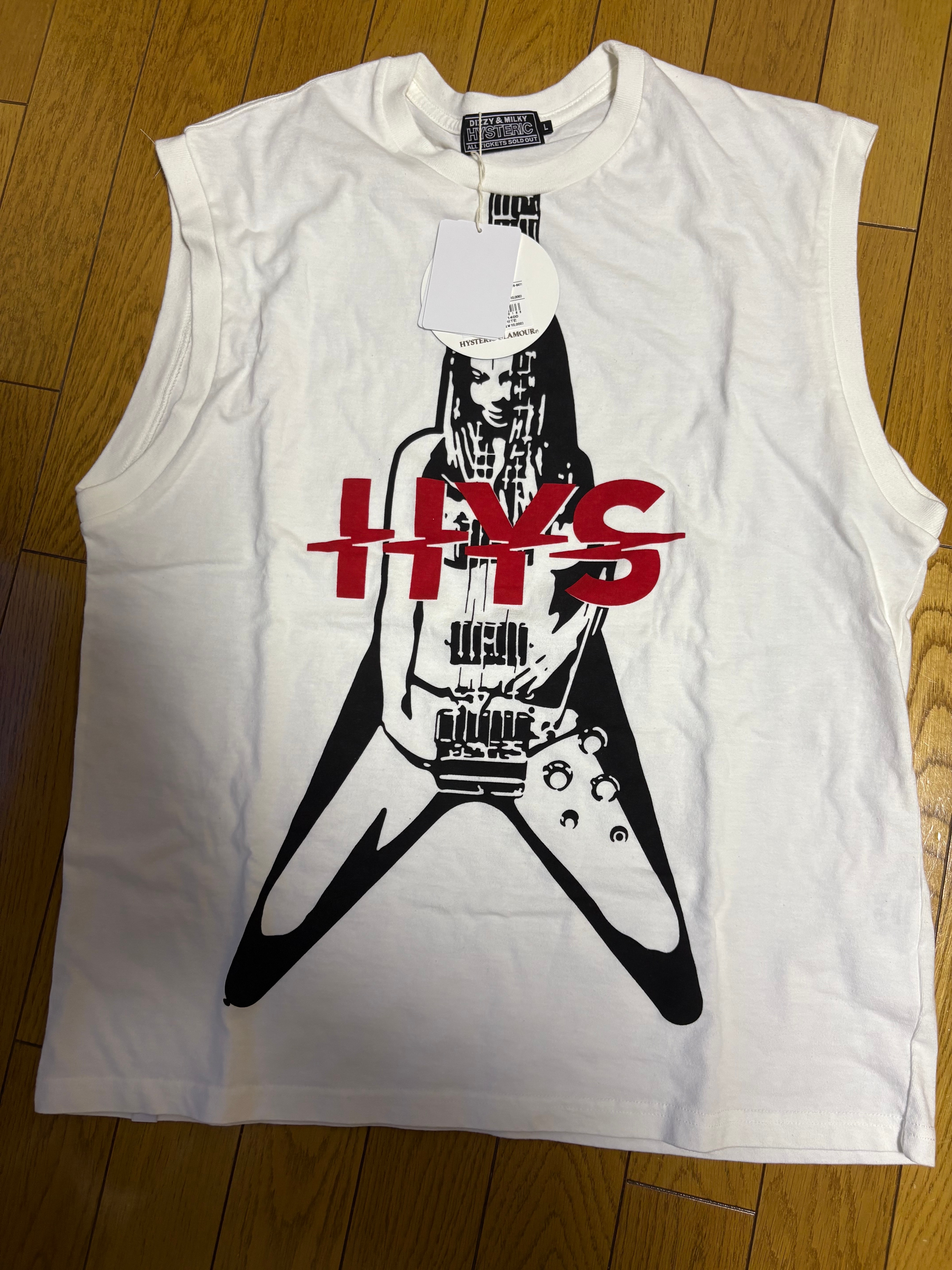 HYSTERIC GLAMOUR Flying V Sleeveless T-Shirt "White"