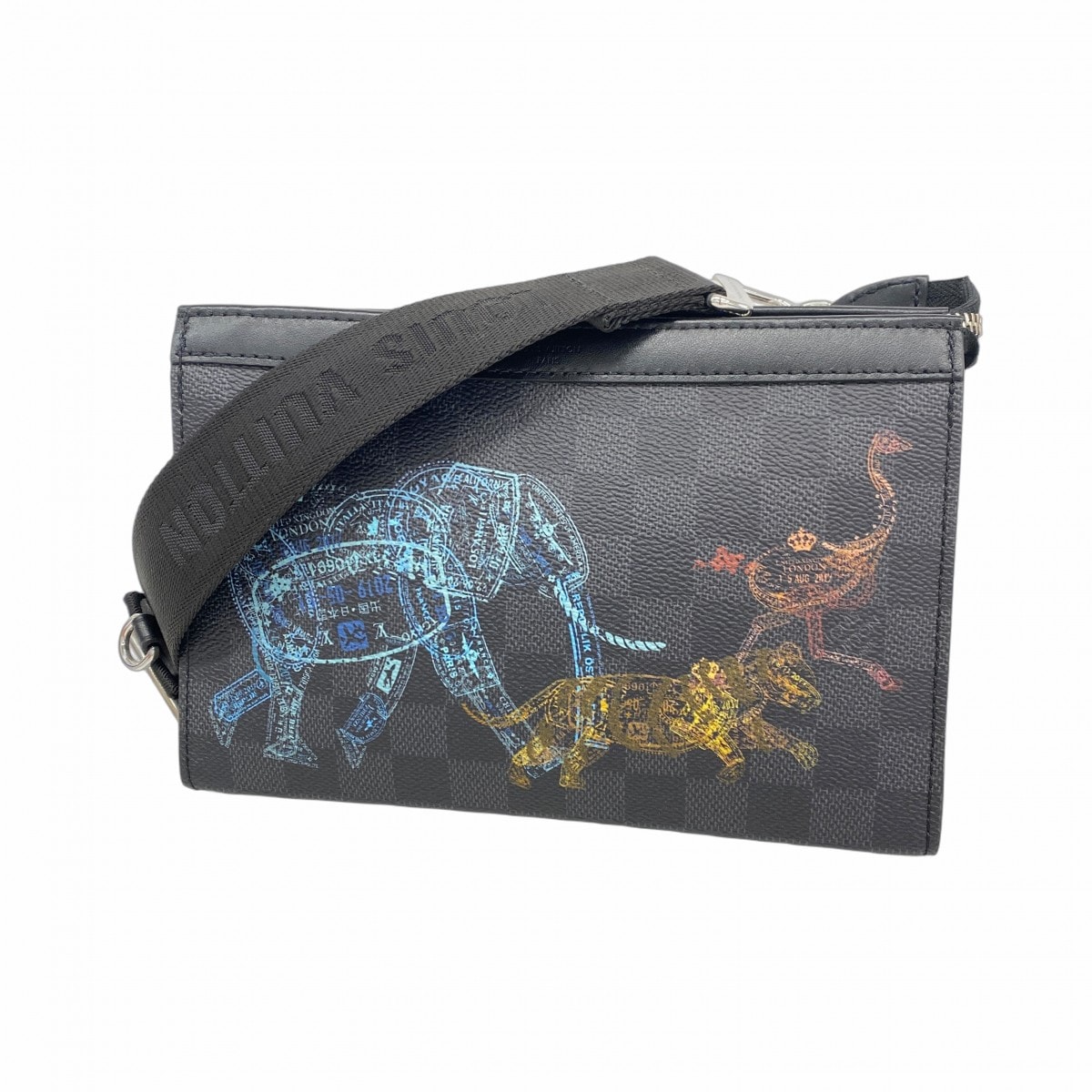 【6dc3047】ルイヴィトン ショルダーバッグ ダミエ・グラフィット ガストンウエアラブルウォレット N64608 ブラック【中古】メンズ