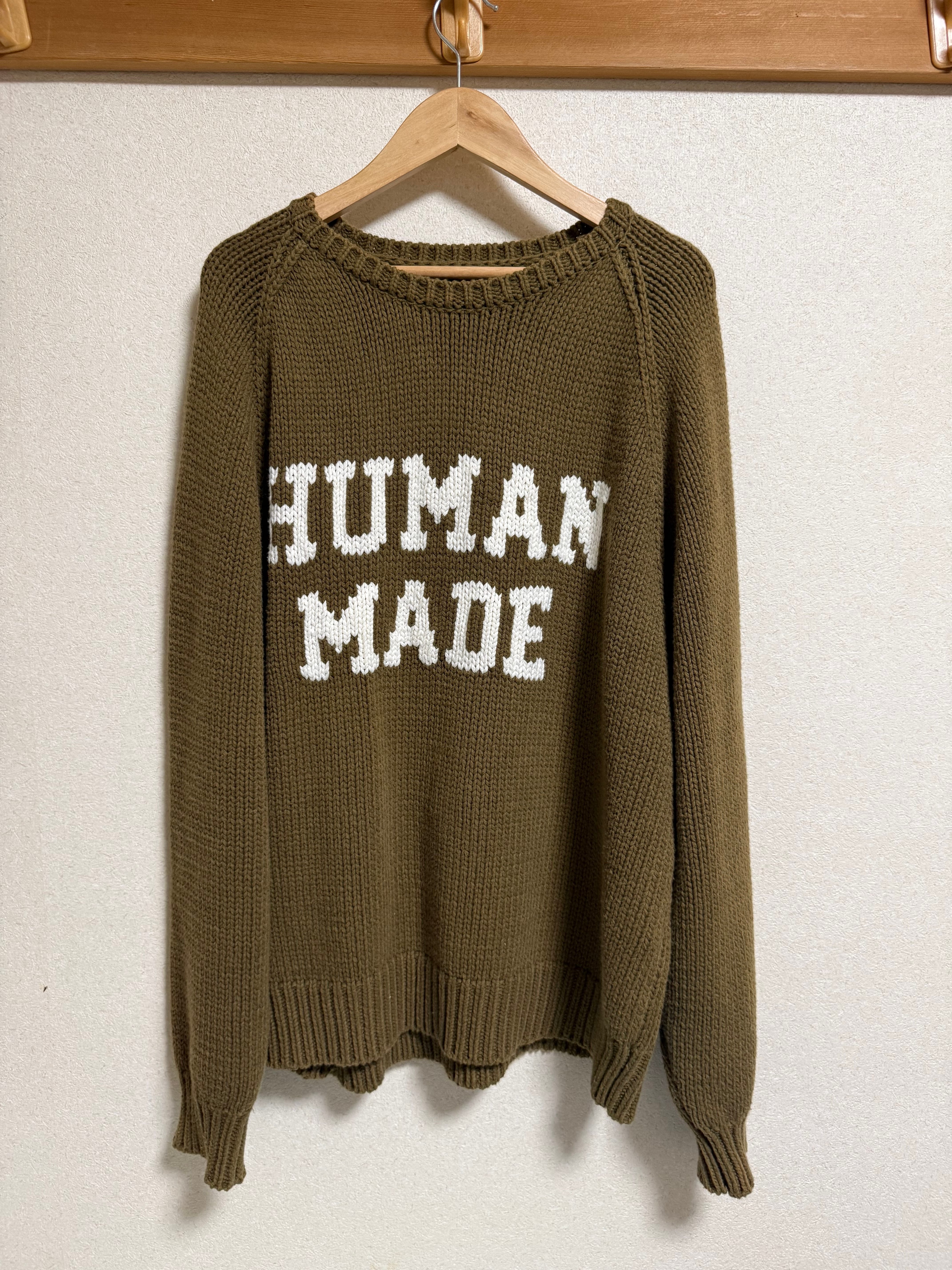 ヒューマン メイド ラビット ラグラン ニット セーター "グリーン"