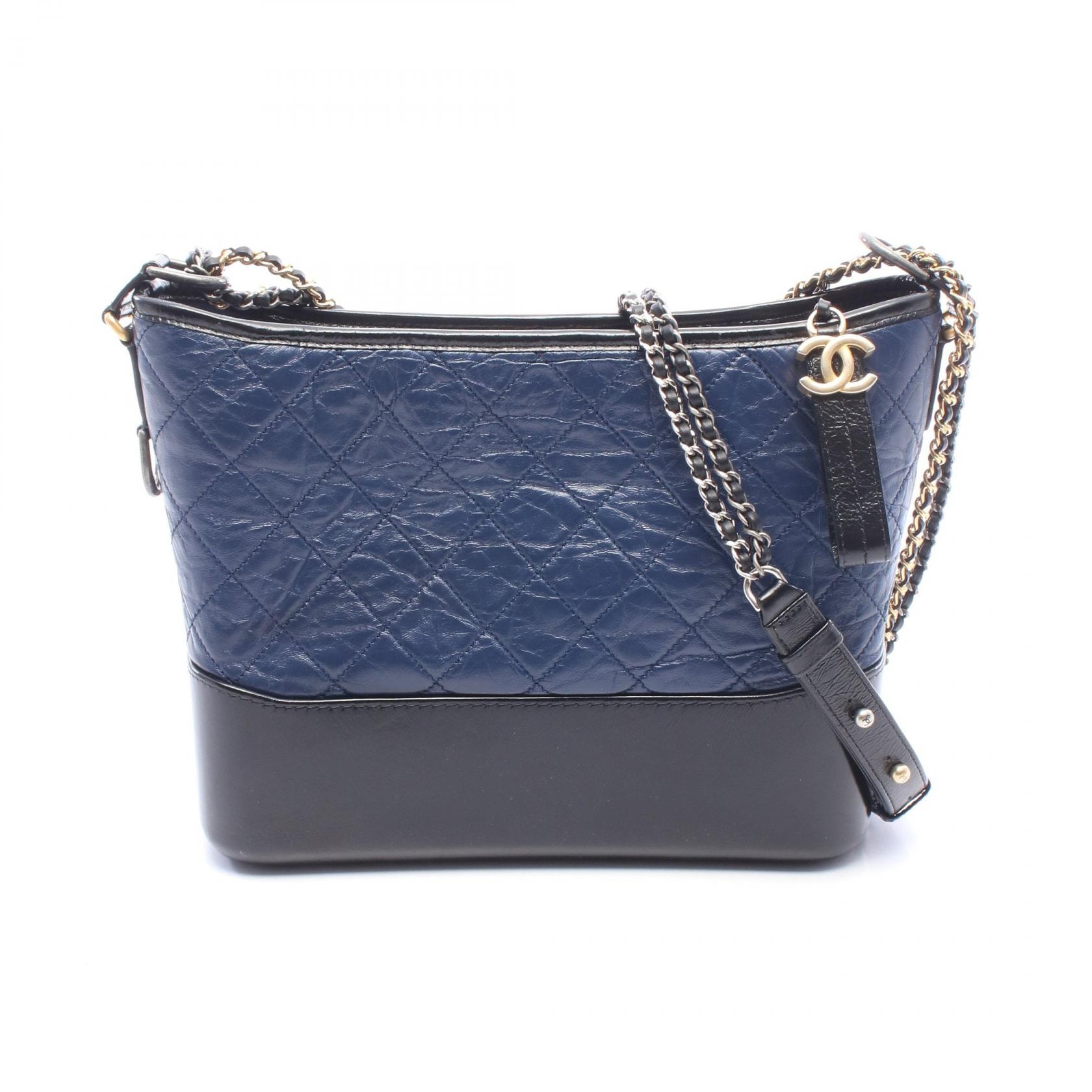 シャネル CHANEL ガブリエル ドゥ シャネル ラージ ホーボー ショルダーバッグ バッグ カーフ(牛革) レザー レディース ネイビー系 / ブラック系 【中古】