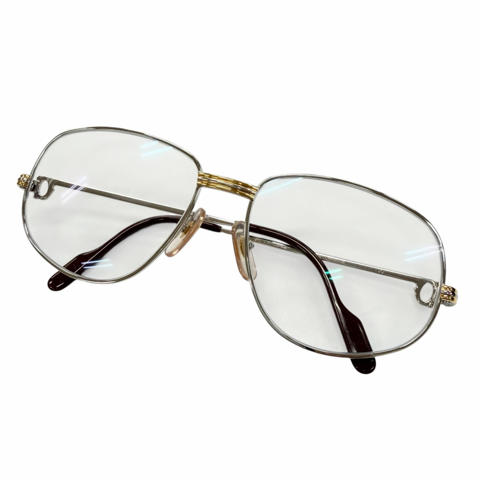 美品 カルティエ メガネ シルバー メンズ 56□16 130