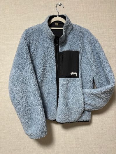 Stussy Sherpa Reversible Jacket "Light Denim"
