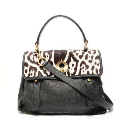 イヴ・サンローラン YSL YSL ミューズトゥ ハラコ レザー ハンドバッグ【中古】