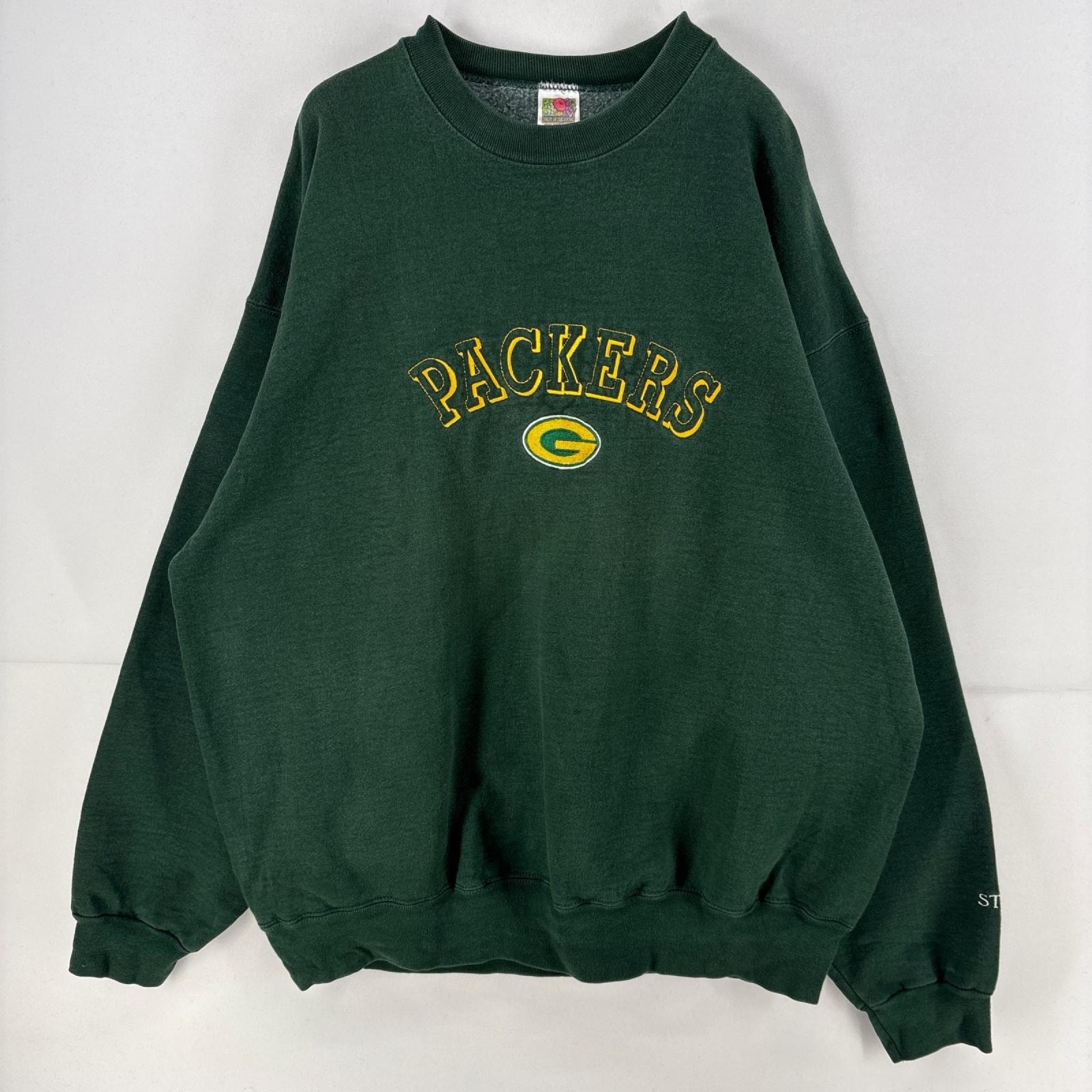 古着 フルーツオブザルーム FRUIT OF THE LOOM USA製 スウェット 刺繍 NFLパッカーズ 肉厚 ヘビー トレーナー 2XL  グリーン メンズ